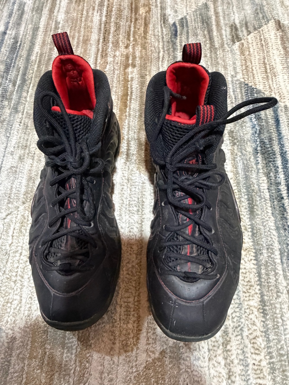 Nike Air Composite One Cough Drop Men's Black Athletic Shoes with Red Lining